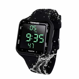 Tauchuhr 10 ATM Wasserdicht mit Stoppuhr Weckfunktion Dual Time Display 12/24 Stunden Format - 1