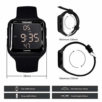 Tauchuhr 10 ATM Wasserdicht mit Stoppuhr Weckfunktion Dual Time Display 12/24 Stunden Format - 5