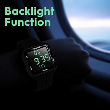 Tauchuhr 10 ATM Wasserdicht mit Stoppuhr Weckfunktion Dual Time Display 12/24 Stunden Format - 6