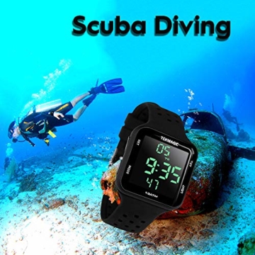 Tauchuhr 10 ATM Wasserdicht mit Stoppuhr Weckfunktion Dual Time Display 12/24 Stunden Format - 8