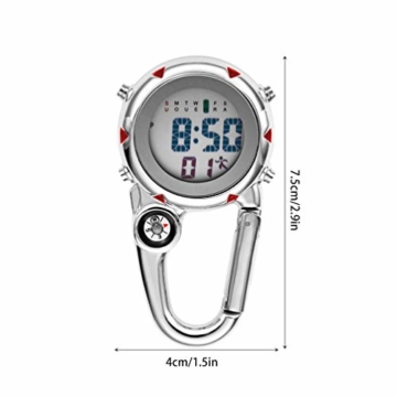 BESPORTBLE Clip auf Quarzuhr Karabineruhr Mini Pocket Fob Uhr für Klettern Outdoor-Aktivitäten (Rot) - 8