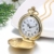 JewelryWe Herren Damen Taschenuhr Classic Glänzend Kettenuhr Analog Quarz Uhr mit Halskette Kette Umhängeuhr Pocket Watch Geschenk Gold - 4