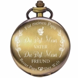 ManChDa Gravierte Taschenuhr für Papa Geschenk, Vintage Taschenuhren mit Kette für Männer, Geburtstagsgeschenk, Schöne Geschenke für die Familie (2.1.Bronze) - 1