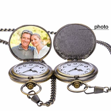 ManChDa Gravierte Taschenuhr für Papa Geschenk, Vintage Taschenuhren mit Kette für Männer, Geburtstagsgeschenk, Schöne Geschenke für die Familie (2.1.Bronze) - 6