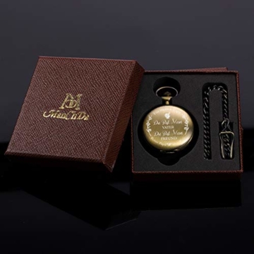 ManChDa Gravierte Taschenuhr für Papa Geschenk, Vintage Taschenuhren mit Kette für Männer, Geburtstagsgeschenk, Schöne Geschenke für die Familie (2.1.Bronze) - 7
