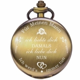 ManChDa Taschenuhr für Ehemann, Taschenuhren mit Kette für Herren, Geschenk zum Jahrestag, schönes Geschenk für Familie (1.2 Bronze) - 1