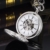 ManChDa Unisex Taschenuhr mit Kette Analog Handaufzug Retro Doppelabdeckungen Skelett Silber Uhrwerk - 4