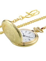 Vintage Taschenuhr Gold Stahl Herren Uhr mit Kette für Väter Tag - 1