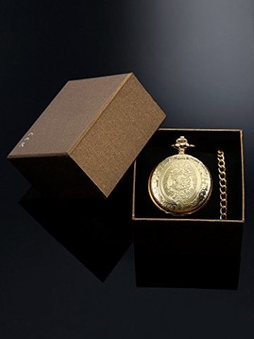 Vintage Taschenuhr Gold Stahl Herren Uhr mit Kette für Väter Tag - 4