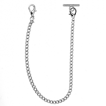 Taschenuhr Kette, Albert Weste Kette mit T Bar & Karabinerverschluss ManChDa Taschenuhr Kette Link 14.7 inch (37.5 cm) - 2