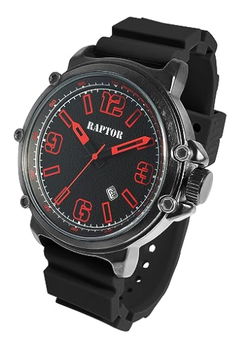 Raptor Xander Herren-Uhr Silikon Armband Datum Analog Quarz RA20375 (schwarz) - 2