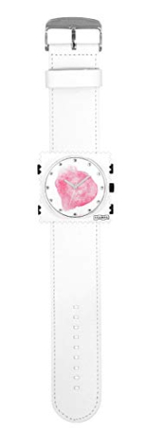 S.T.A.M.P.S. Stamps Uhr komplett - Zifferblatt Diamond Blod mit Lederarmband Weiss - 1