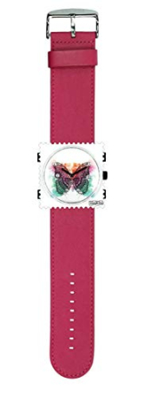 S.T.A.M.P.S. Stamps Uhr komplett - Zifferblatt Diamond Butterfly mit Lederarmband hot pink - 1