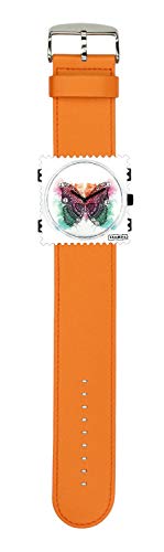 S.T.A.M.P.S. Stamps Uhr komplett - Zifferblatt Diamond Butterfly mit Lederarmband orange - 1