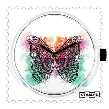 S.T.A.M.P.S. Stamps Uhr komplett - Zifferblatt Diamond Butterfly mit Lederarmband weiß - 2