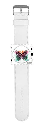S.T.A.M.P.S. Stamps Uhr komplett - Zifferblatt Diamond Butterfly mit Lederarmband weiß - 1